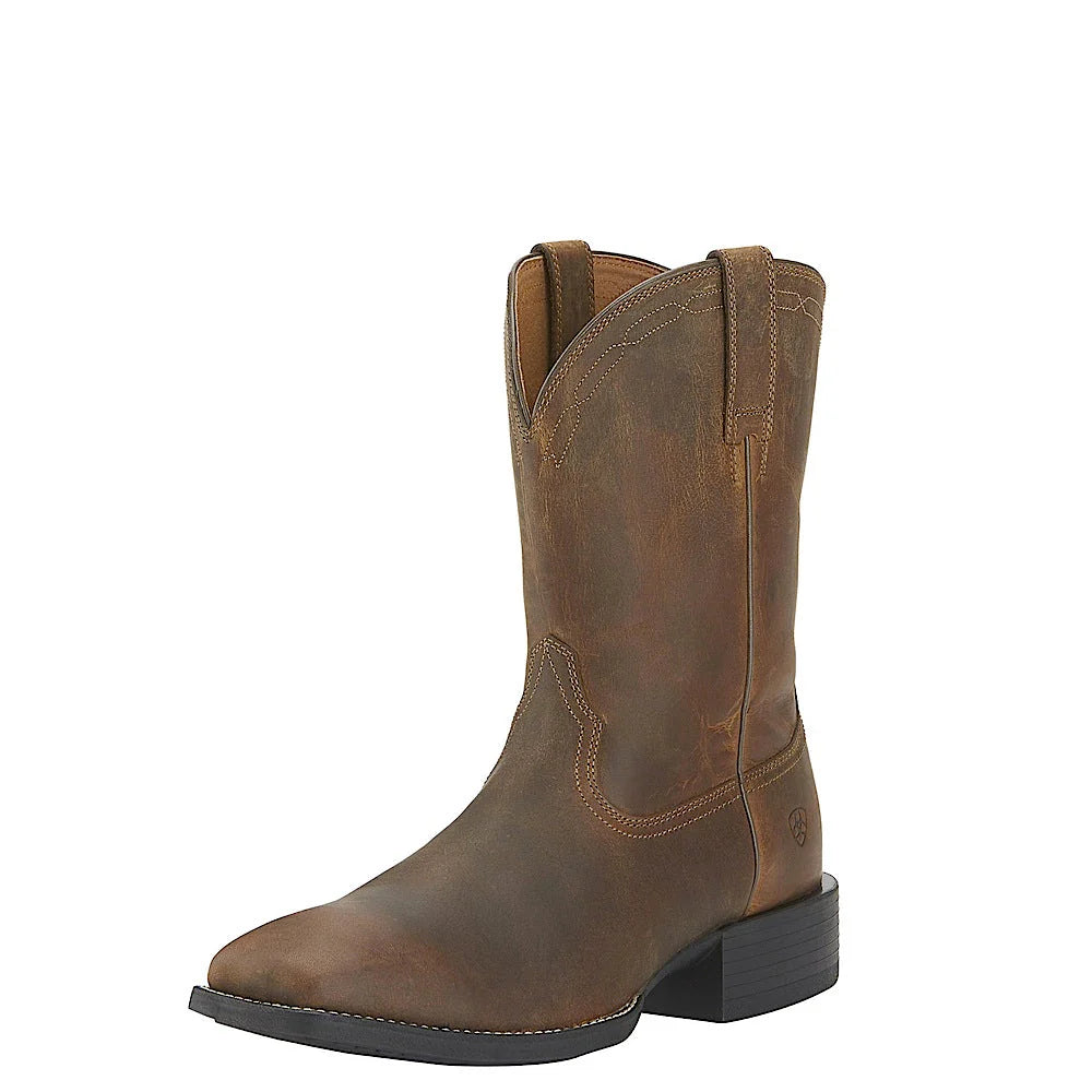 Mens Heritage Roper Wide Square Toe - Powder Brown