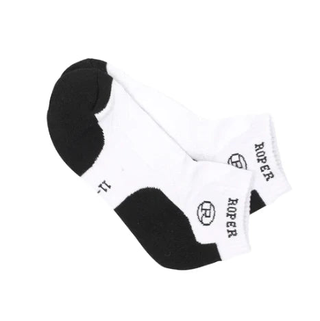 Roper Ankle Socks White Black Pack of 3