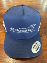 Flexfit Striped Hayes and Co Trucker Rural Cow Logo - Navy