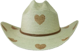 Sunbody Kids Cattleman Brown Palm Hearts Hat