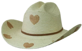Sunbody Kids Cattleman Brown Palm Hearts Hat
