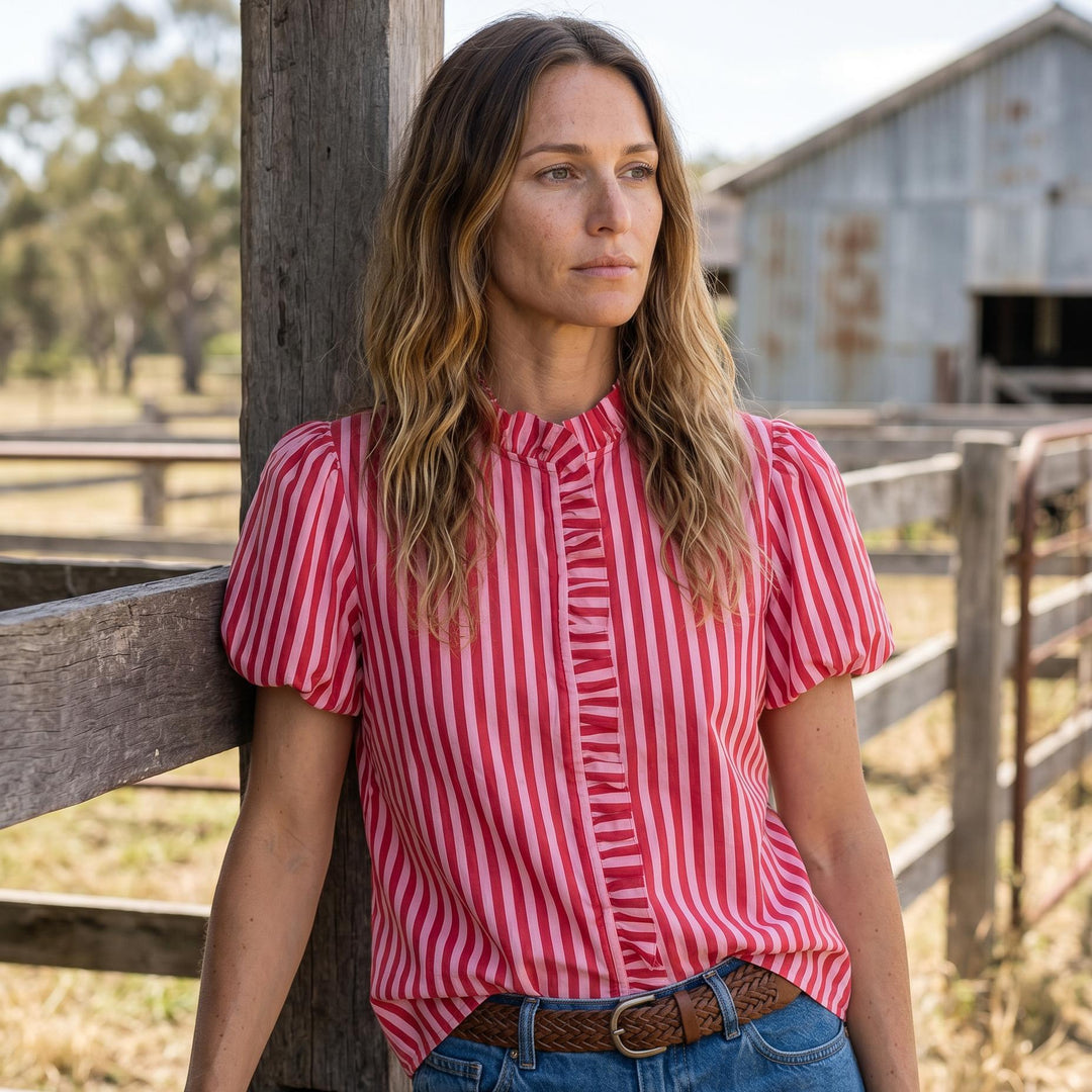 Laura - Pink & Red Stripe