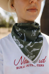 Cowboy Hand Drawn Bandana - Green