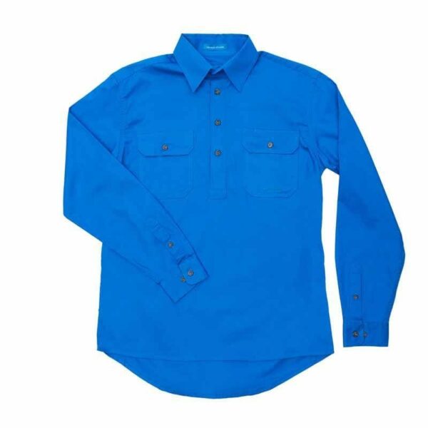 Mens Cameron Workshirt LS 1 2 Blue Jewel 2