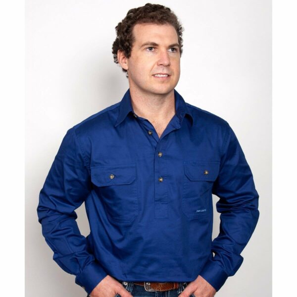 Mens Cameron Workshirt LS 1 2 Cobalt