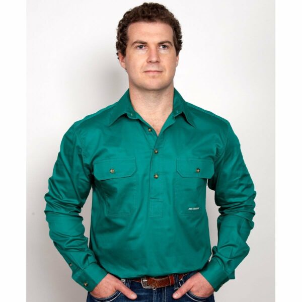 Mens Cameron Workshirt LS 1 2 Dark Green