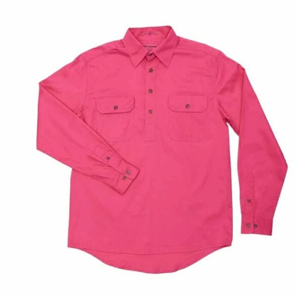 Mens Cameron Workshirt LS 1 2 Hot Pink 2