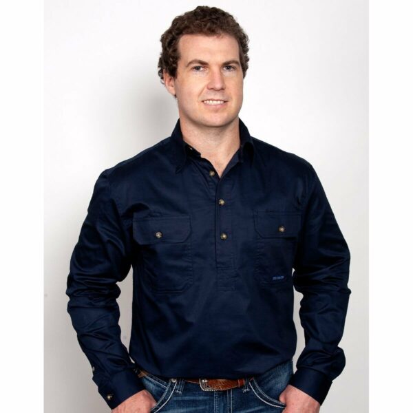 Mens Cameron Workshirt LS 1 2 Navy