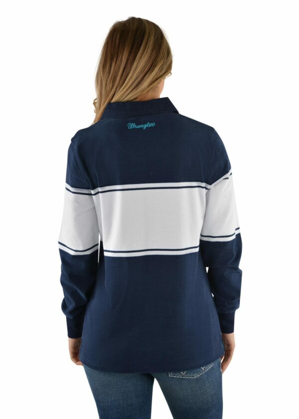 Womens Belle L/S Rugby - Navy/White - Image 2