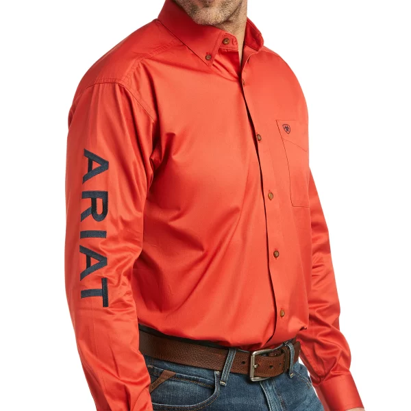 Ariat Mens Team Logo Twill Classic LS Shirt Autumn Blaze