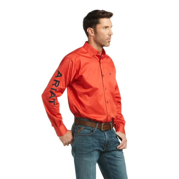 Ariat Mens Team Logo Twill Classic LS Shirt Autumn Blaze - Image 3