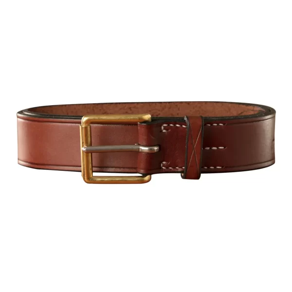 Stockmans Belt Solid Leather with Brass Roller Buckle – Plain