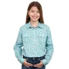 GLS Harper Half Button Print Workshirt Teal Daisies