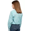 GLS Harper Half Button Print Workshirt Teal Daisies - Image 2