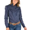 Womens Esther Print Frill L/S Shirt