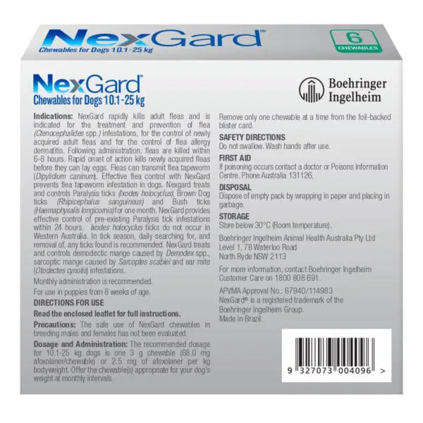 Nexgard Chews 10-25KG 6pk - Image 2