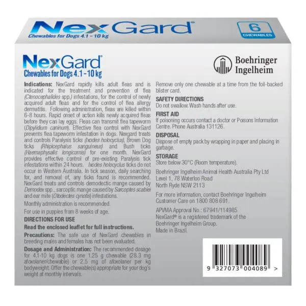 Nexgard Chews 4.1-10KG 6pk - Image 2
