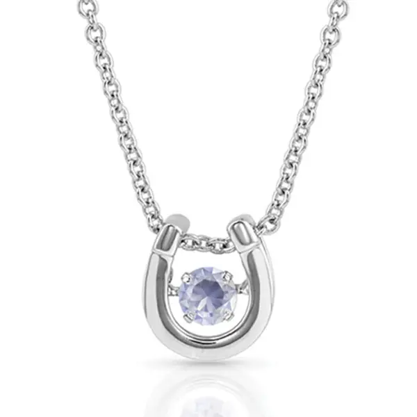 Montana Birthstone Horseshoe Necklace - June