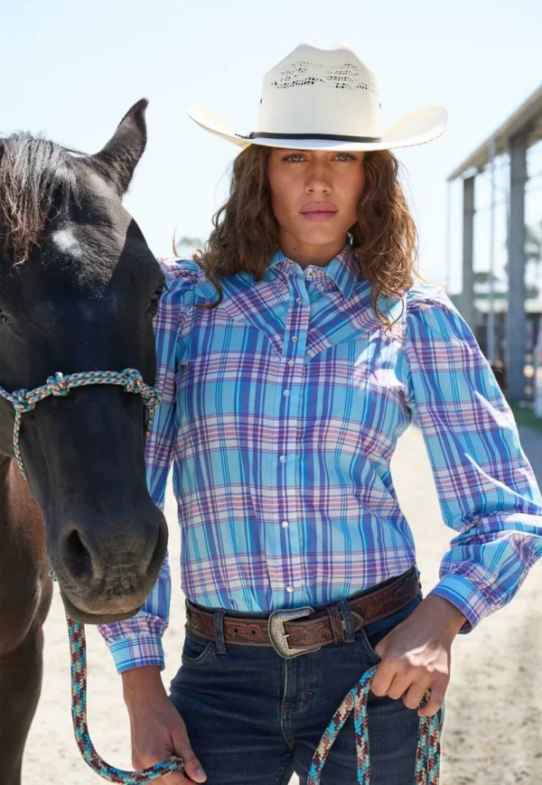 WRangler Womens Emily Check LS Shirt - Image 2