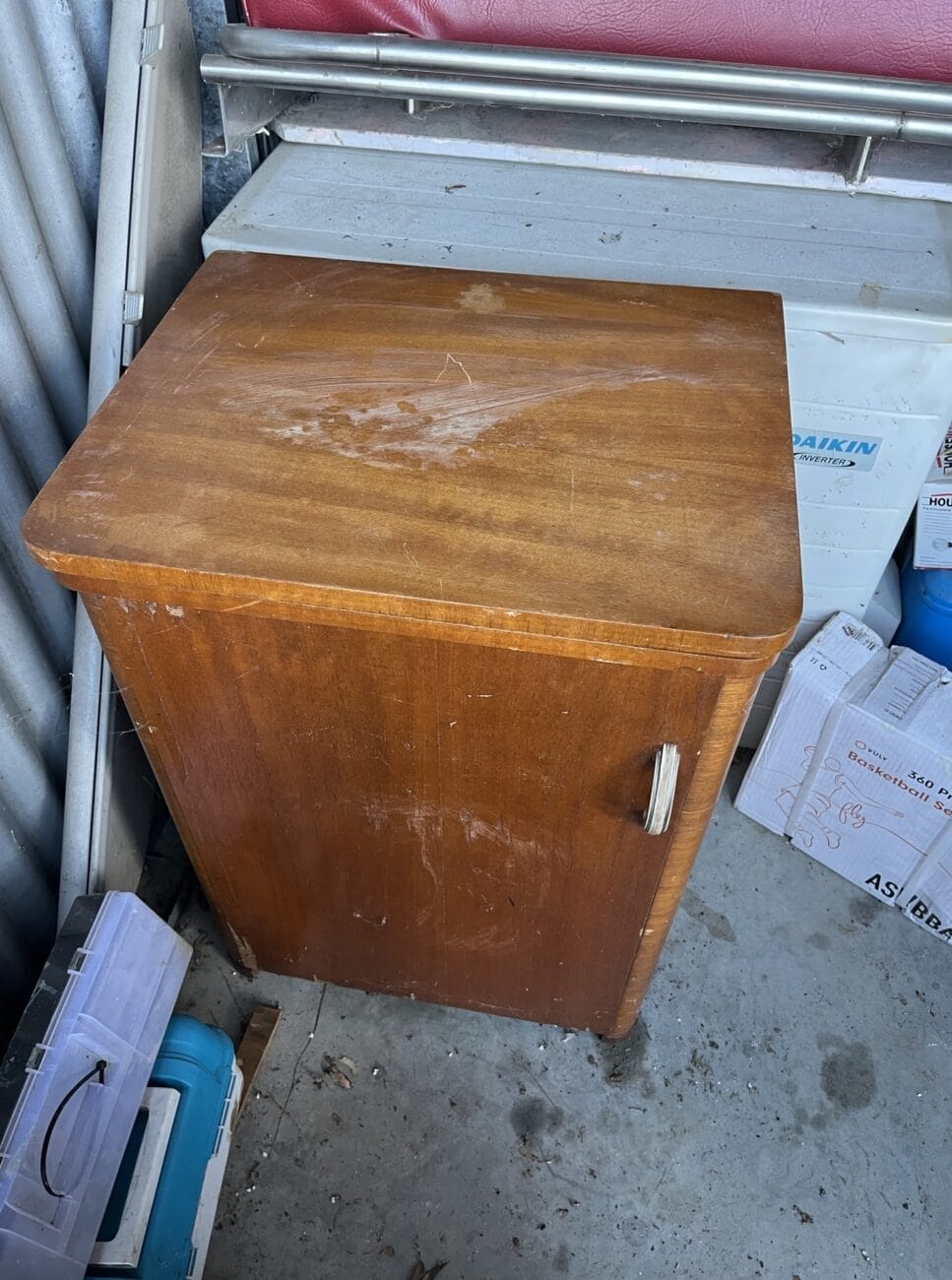 Antique Wooden Cabinet with Antique Husqvarna Manual Pedal Sewing Machine
