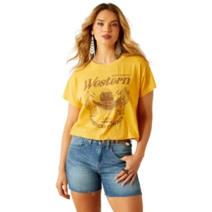 Arait Womens Gold Rush SS Crop Tee