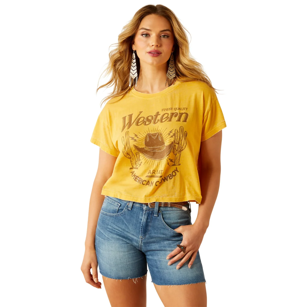 Arait Womens Gold Rush SS Crop Tee